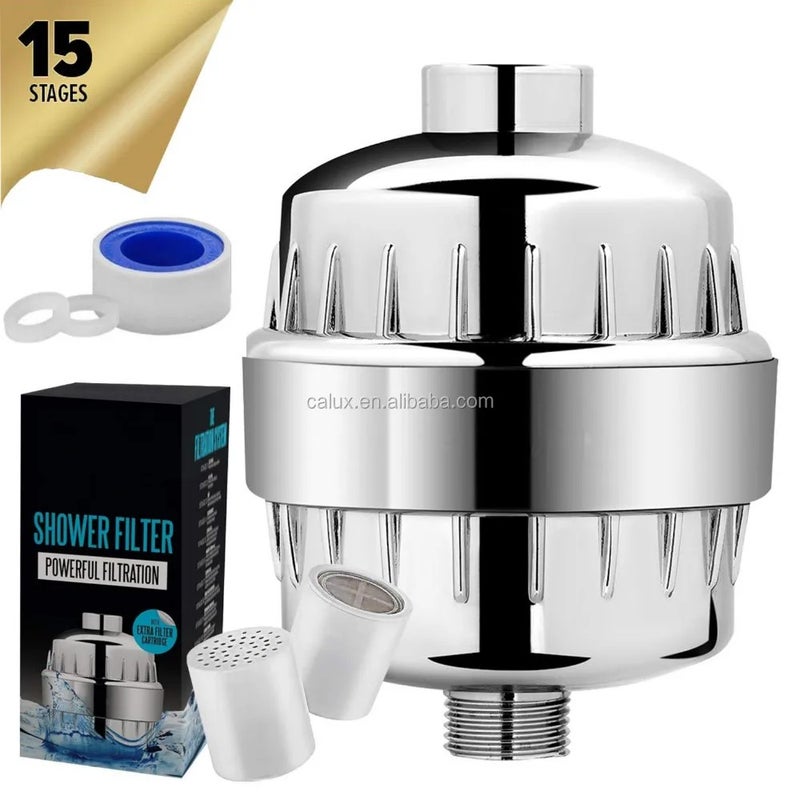 Bluejw Hot Sale Chrome Ionic Shower Head Filter 15/20 Stage - Removes Chlorine & Hard Water, Softens with Mineral Beads for Spa Quality - Image 1